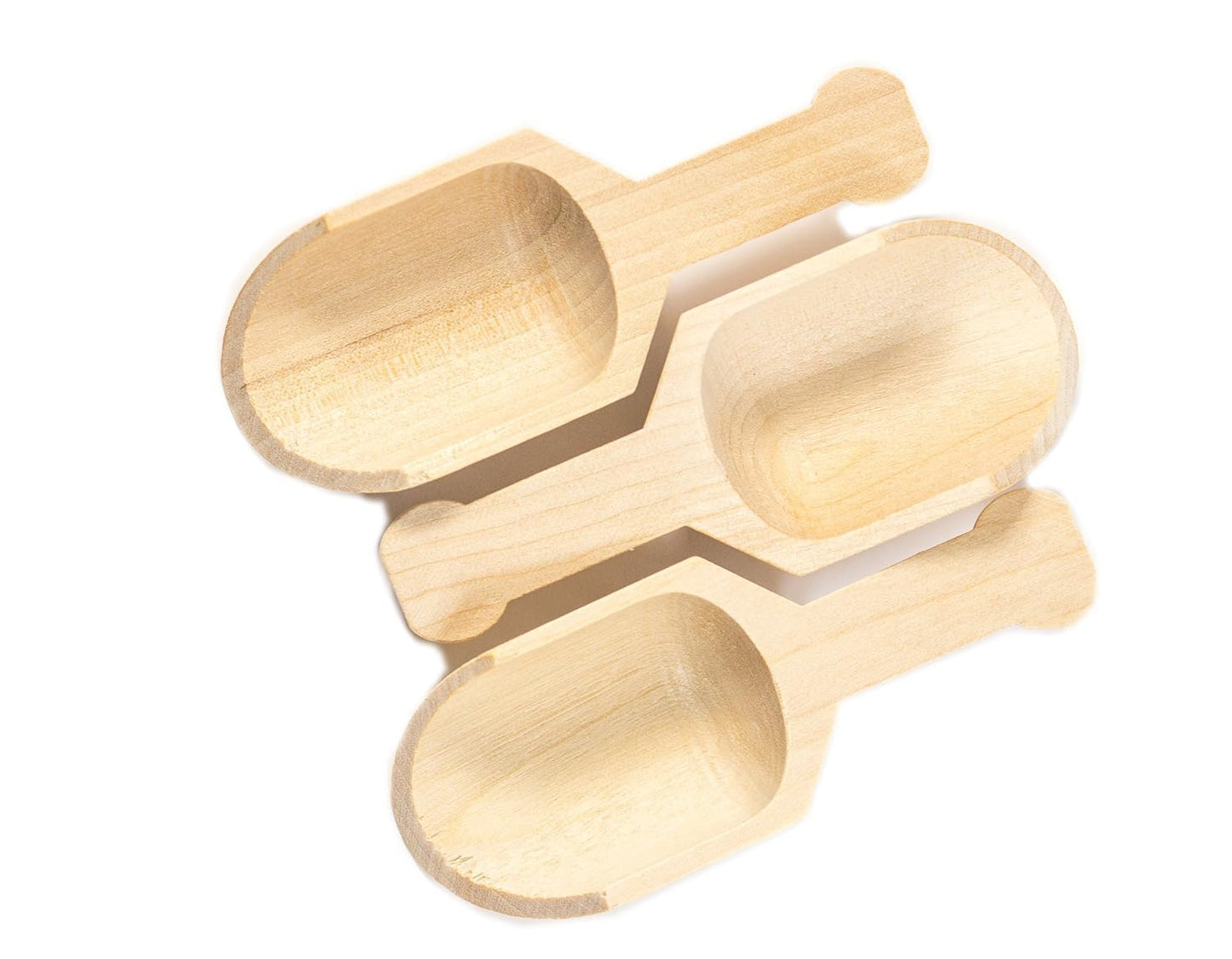 Perfectware PW Scoop 4-10 Mini Wooden Scoops, 0.25" Height, 0.25" Width, 4" Length (Pack of 10), Small,Beige