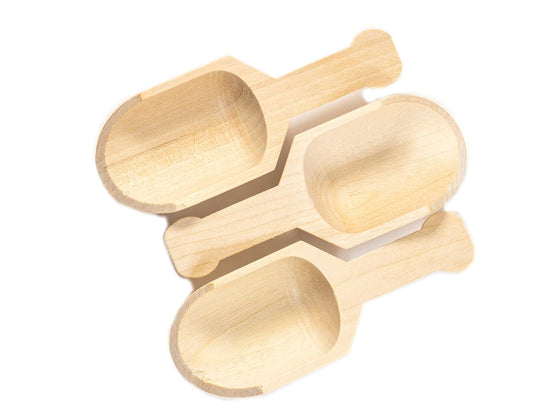 Perfectware PW Scoop 4-10 Mini Wooden Scoops, 0.25" Height, 0.25" Width, 4" Length (Pack of 10), Small,Beige