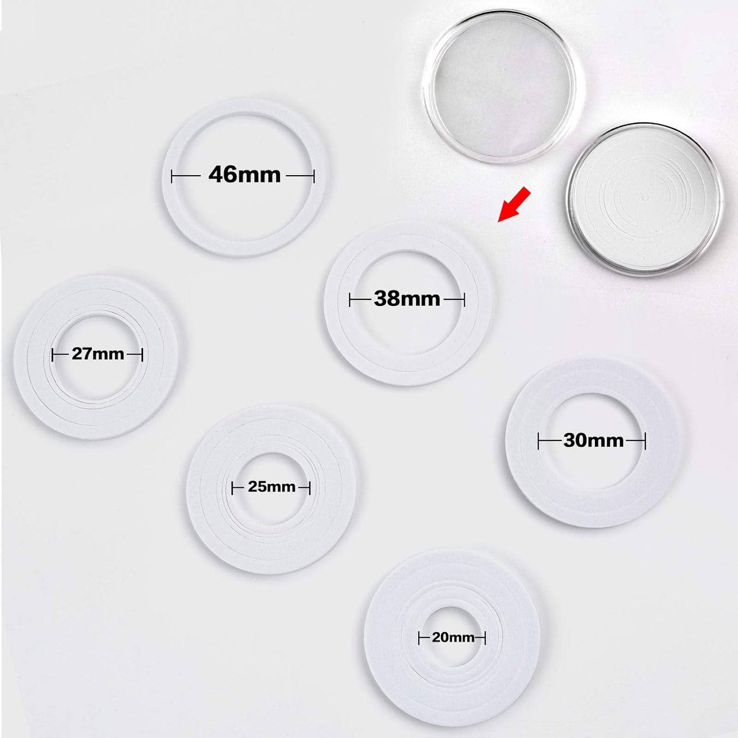 PAIYULE 96 Pieces 46mm Coin Capsules, with Foam Gasket and Plastic Storage Organizer Box, 6 Sizes (20/25/27/30/38/46mm) Coins Collector Case Holder for Coin Collection Supplies(Black)