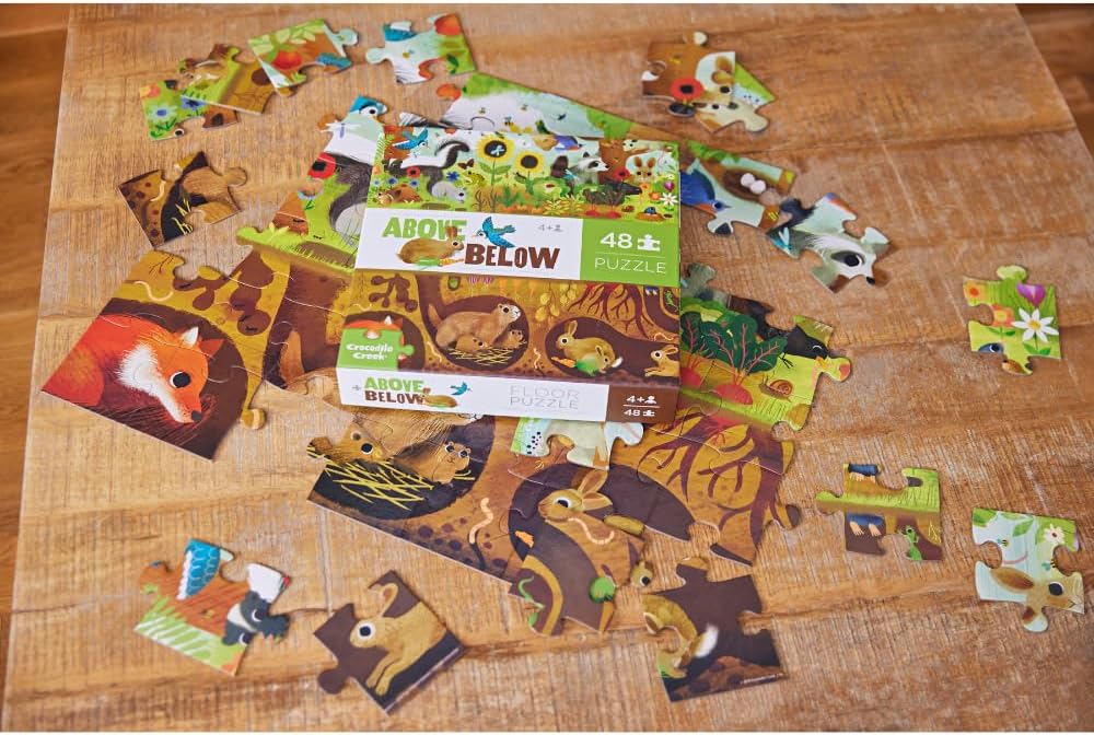 Crocodile Creek Above + Below 48-Piece Jigsaw Floor Puzzle - Fun Floor Puzzles for Kids Ages 4-8, Jumbo Unicorn