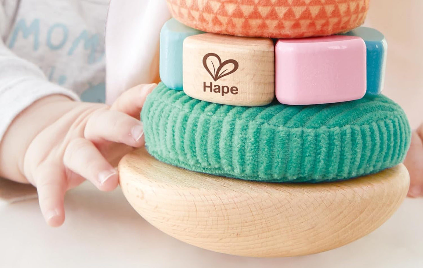 Hape Bunny Stacker|Wooden Stacking Rings|Wobble Learning Tower Developmental Toy, for Babies 10 Months+