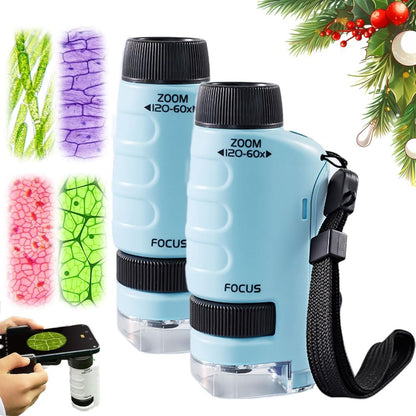 Pocket Microscope for Kids, 2026 New Educational Mini Microscope - Portable Handheld Microscope Kit for Home School Lab, Biology Science Education - Christmas Stocking Stuffers, Birthday Gifts (Green)