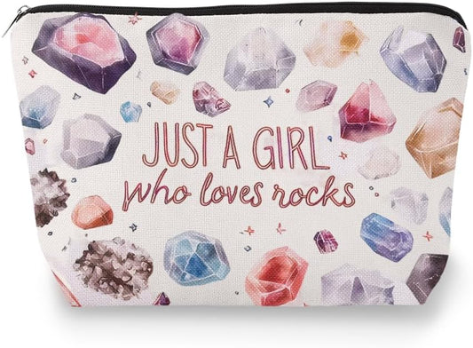 Rock Collecting Bag for Kids Rock Collectors Bag for Collecting Rocks Lovers Christmas Birthday Gift for Daughter Niece Just A Girl Who Loves Rocks for Rock Hunter