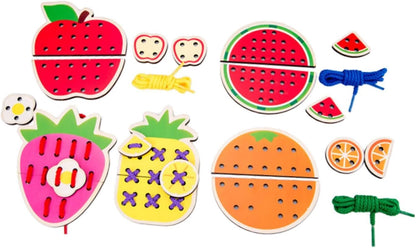 getuse Lacing Cards Sewing Kit for Preschoolers and Kids Threading Activity Developing Imagination Lacing Playing Games Sewing Cards- Fruit