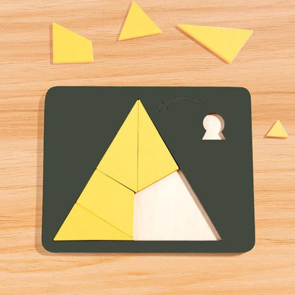 Wooden Puzzle for Adults - Geometric Educational Toy - Disappearing Square Tangram for Children Adults Family Office School Travel Party Birthday Home Classroom