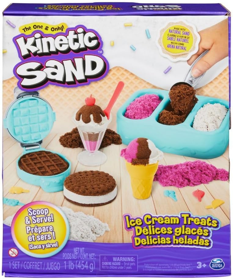 Kinetic Sand Sable Magique - Ice Cream Delices Set 454 g + 6 Tools - Create Different Hypnotizing Shapes with This Magic Sand Like Modeling Dough - Children's Toy 3 Years and Above