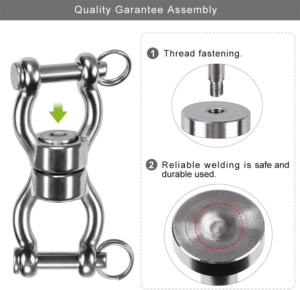 SELEWARE Silent Bearing Swing Swivel, 360° Rotational Device Hanging Accessory with Removeable Buckle for Tree Swing, Hammock Chair, Climbing Rope, Yoga, Kids Swing Swivel 1200LB Capacity, 2 Pack