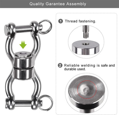 SELEWARE Silent Bearing Swing Swivel, 360° Rotational Device Hanging Accessory with Removeable Buckle for Tree Swing, Hammock Chair, Climbing Rope, Yoga, Kids Swing Swivel 1200LB Capacity, 2 Pack