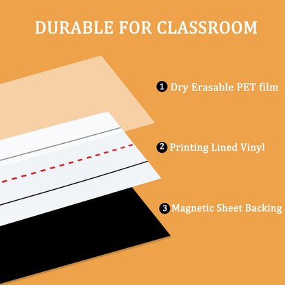 Magnetic Sentence Strips for Whiteboard, 10-Pack 3"x12" Reusable Dry Erase Handwriting Practice Strips, Teacher Supplies for Classroom & Homeschool