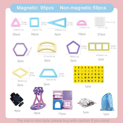 AOMIKS Magnetic Tiles 199 PCS Mini Magnetic Building Blocks for Girls & Boys Birthday Gift 3D STEM Educational Learning Creativity Toys for Kids Ages 3 4 5 6 7 8 Years Old