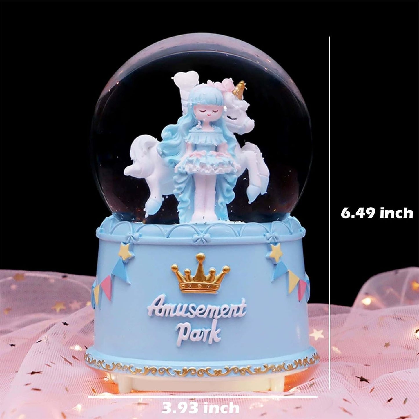 Snow Globe Birthday Gift for Girls,Princess Crown Snow Globe with Music, Automatic Snow Drift, Large Size Daughter Snow Globes Gifts for Christmas Decoration Birthday Gift (Pink)
