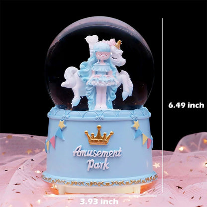 Snow Globe Birthday Gift for Girls,Princess Crown Snow Globe with Music, Automatic Snow Drift, Large Size Daughter Snow Globes Gifts for Christmas Decoration Birthday Gift (Pink)