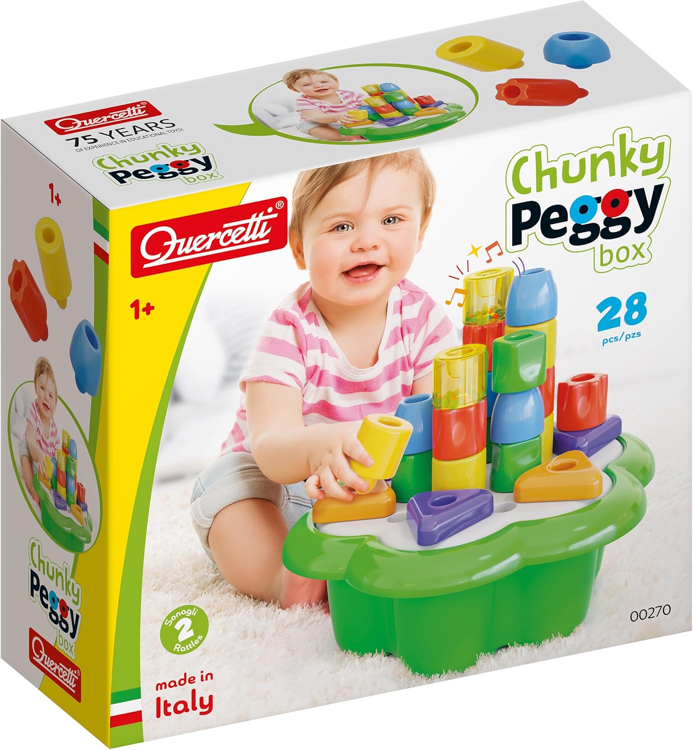 Geokid Daisy Maxi - 21 Piece Beginning Stacking & Sorting Pegboard for Ages 1 and Up (Made in Italy)