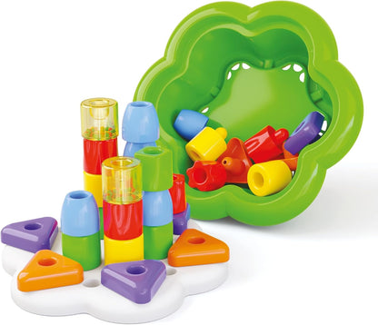 Geokid Daisy Maxi - 21 Piece Beginning Stacking & Sorting Pegboard for Ages 1 and Up (Made in Italy)