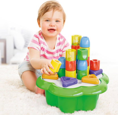 Geokid Daisy Maxi - 21 Piece Beginning Stacking & Sorting Pegboard for Ages 1 and Up (Made in Italy)