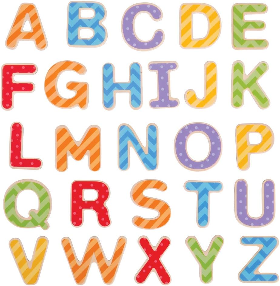 Bigjigs Toys Educational Wooden Magnetic Letters - Uppercase
