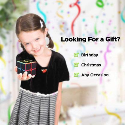 Roxenda Speed Cube Set, Speed Cube Pack of 2x2 3x3 4x4 5x5 Megaminx Skew Cube and Pyramid Cube Carbon Fiber Sticker Smoothly Magic Cubes Collection for Kids Teens & Adults [7 Pack]