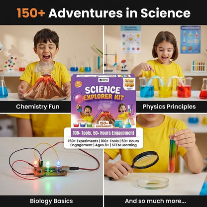PW Science Kit for Explorer Kids with Instructions Manual 150+ Fun & Educational Science Experiments Kit DIY Kit for Kids Ages 8+ STEM Learning Toy & Kit Multicolor