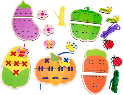 getuse Lacing Cards Sewing Kit for Preschoolers and Kids Threading Activity Developing Imagination Lacing Playing Games Sewing Cards- Fruit