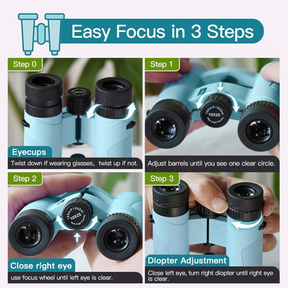 Binoculars for Kids 8-12, 10x25 Kids Binoculars for Nature Exploration, HD Childrens Binocular for Bird Watching, Hiking, Camping, Outdoor Adventure - Purple