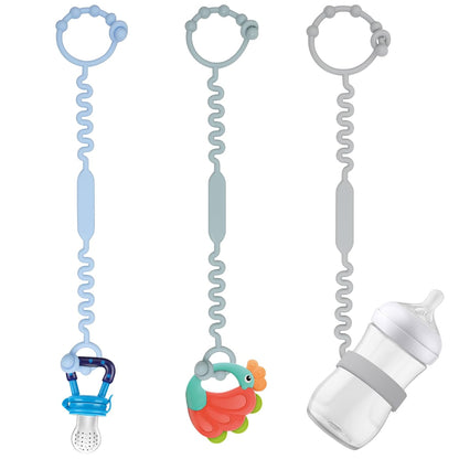 Toy Straps for Baby, Pacifier Holder Clip with Self-Adjusting Bayonet, Pure Silicone Material Without BPA; Can Be Used for Teethers, Feeding Bottles, Toys, Baby Cribs, High Chairs(5PS)