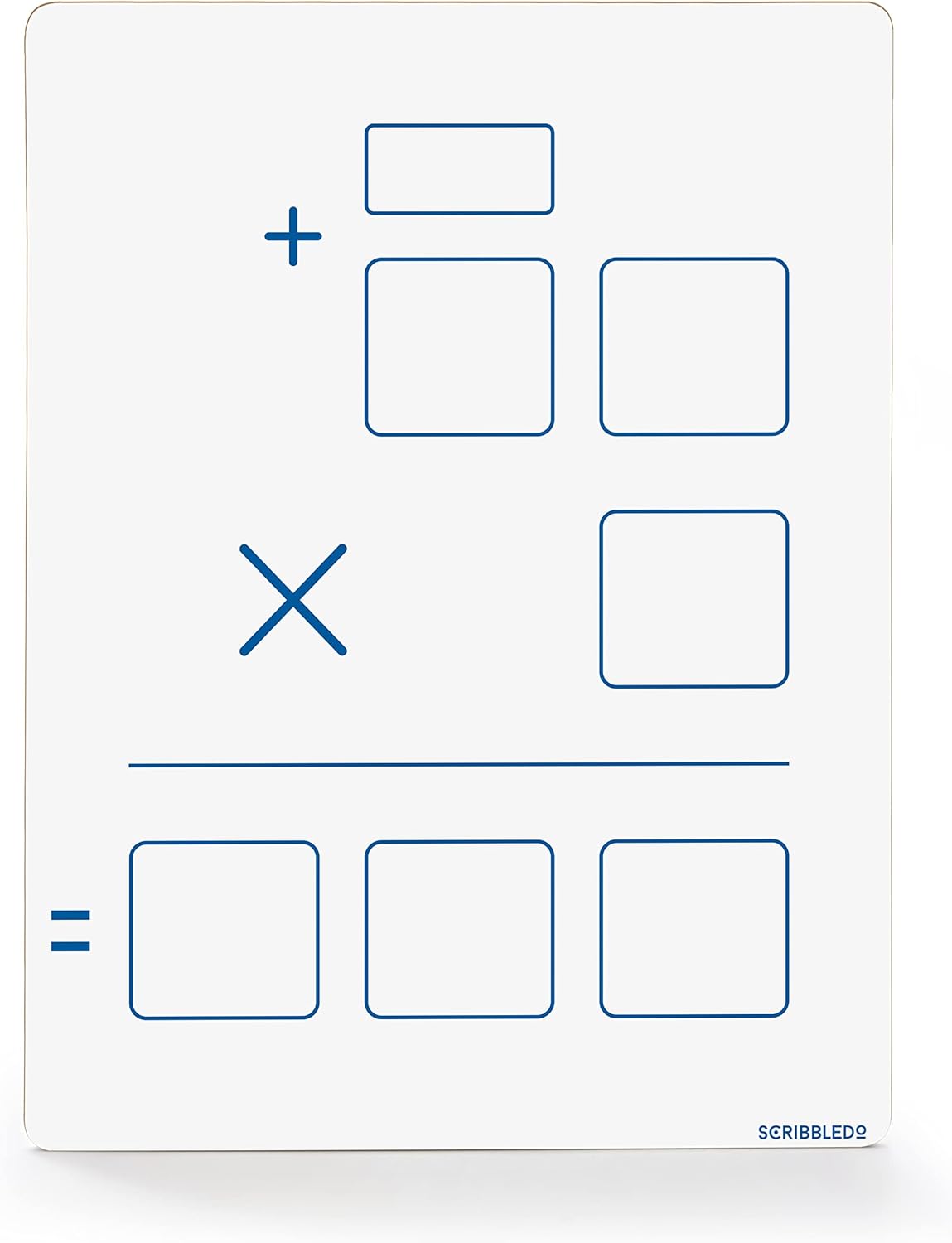 SCRIBBLEDO Dry Erase Long Multiplication Board 9"x12" Double Sided Practice Whiteboard with 2x1 & 2x2 Digit Multiplication for Home, School, Classroom Math Manipulatives for All Ages