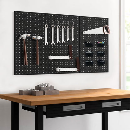 16pcs Pegboard sets, Plastic White Peg board Wall Organizer Kits,4pcs Peg Board and 12 Accessories Modular Hanging, Wall Mount Display Pegboard Panel Sets for Home Office Garage Kitchen Workshop