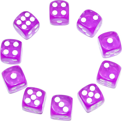 SmartDealsPro 10-Pack D6 Six Sided 16mm Transparent Dice Die for DND, MTG, RPG, Tenzi, Yahtze, Bunco, Table Borad Games, Math Teaching