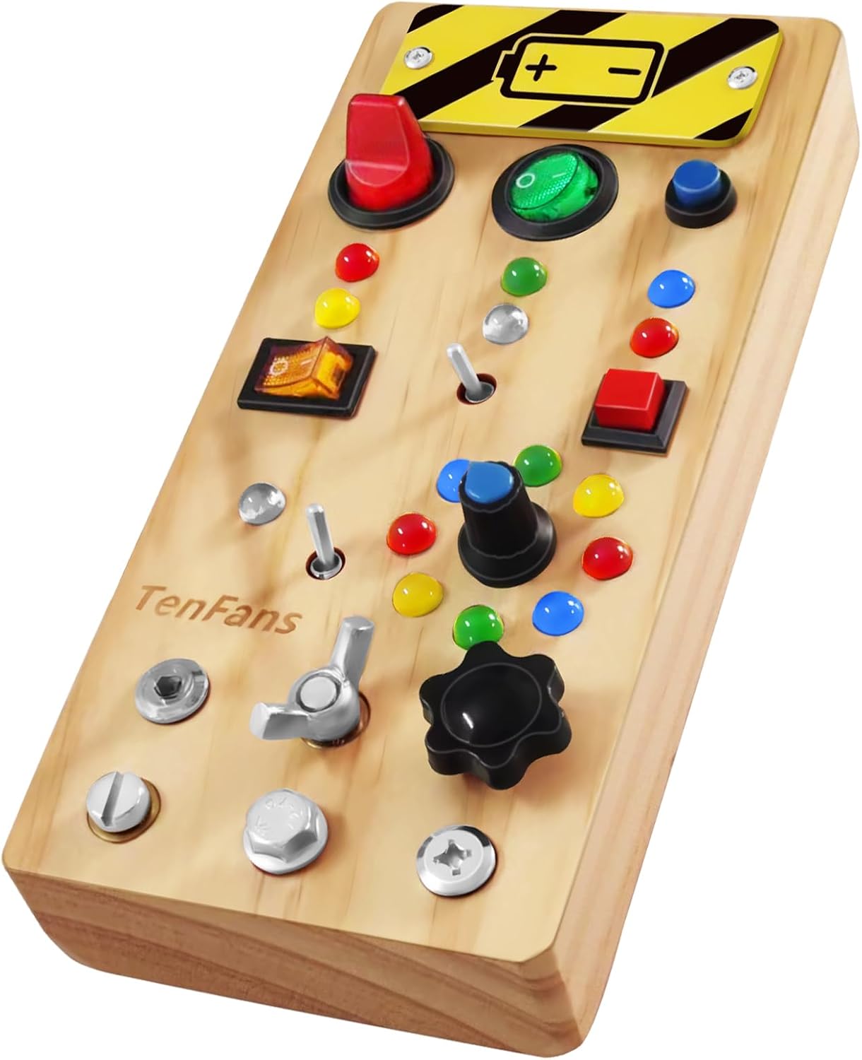 TenFans Montessori Busy Board for Toddlers 3-5 Years, Wooden Screwdriver Activity Board, Fine Motor Skills & Sensory Development Toy, Preschool Learning & Travel