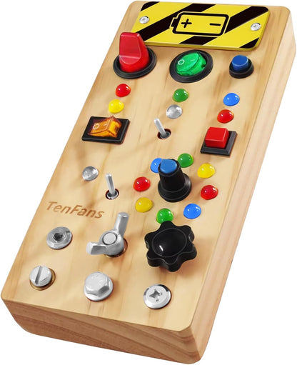 TenFans Montessori Busy Board for Toddlers 3-5 Years, Wooden Screwdriver Activity Board, Fine Motor Skills & Sensory Development Toy, Preschool Learning & Travel