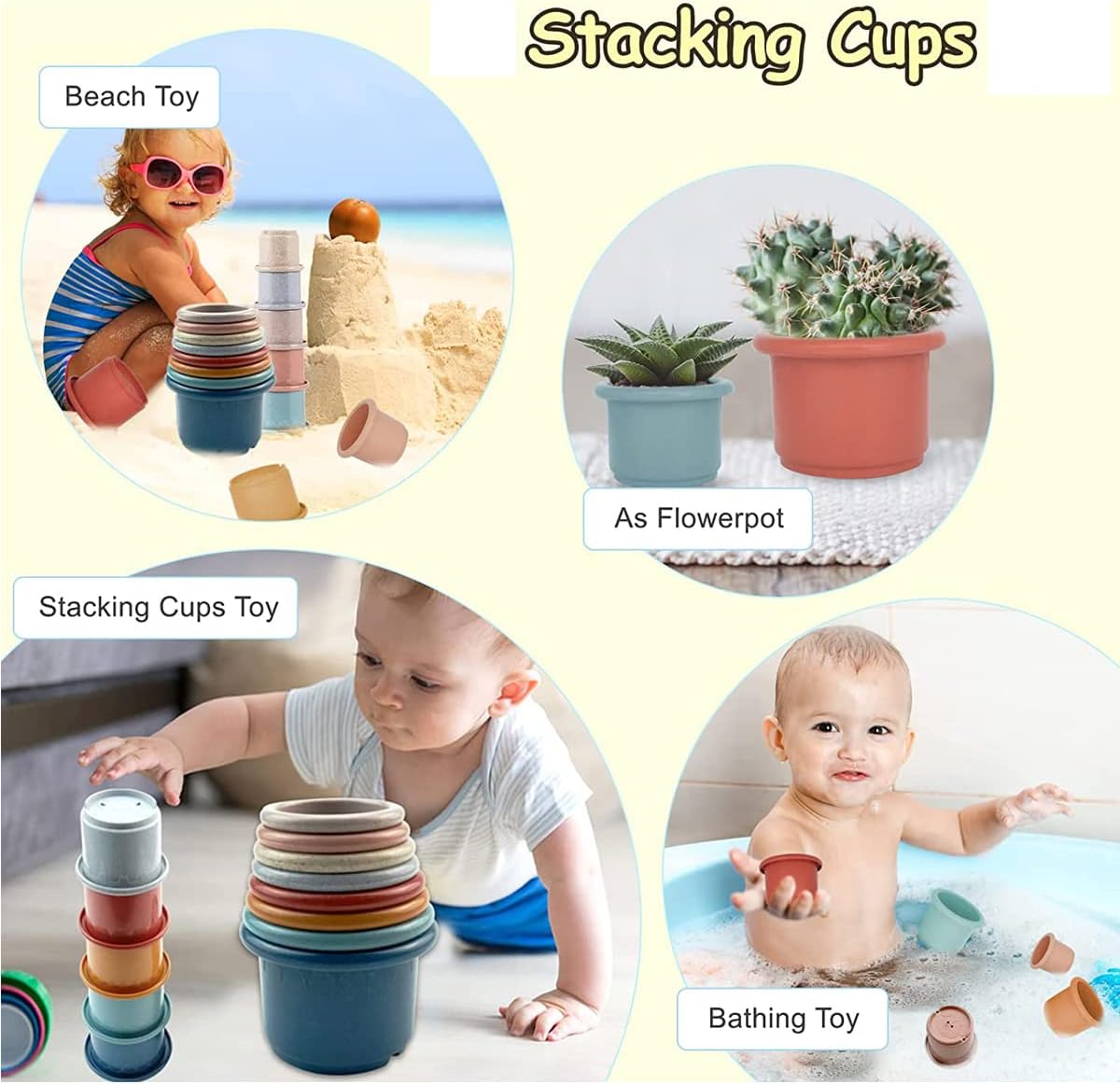 Baby Stacking Nesting Cups Toys for Baby 6 to 12 Months, Montessori Toys for Toddler Gifts 1 2 3 Year Old