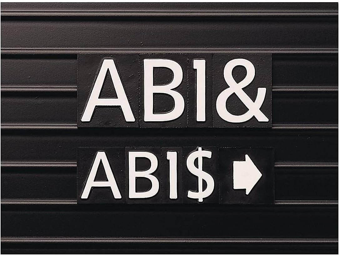 Quartet Characters for Magnetic Letter Boards, Helvetica Font, 1 Inch, 128 Characters per Set, White (M1)