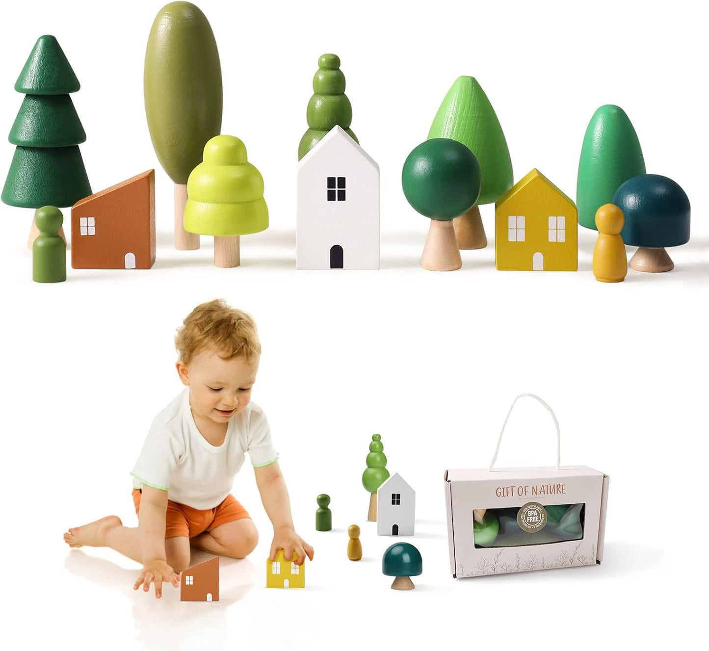 Promise Babe Wooden Baby Toys Balance Counting Toys Math Games Unfinished Wooden Peg Dolls Preschool Learning Educational Montessori Toys for Kids Toddlers