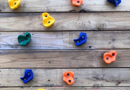 KINSPORY 10Pc Colourful Pig Nose Shape Children Rock Climbing Holds Indoor Outdoor Kids Playground Build with Two Blue Handles - Mounting Hardware Kit Included