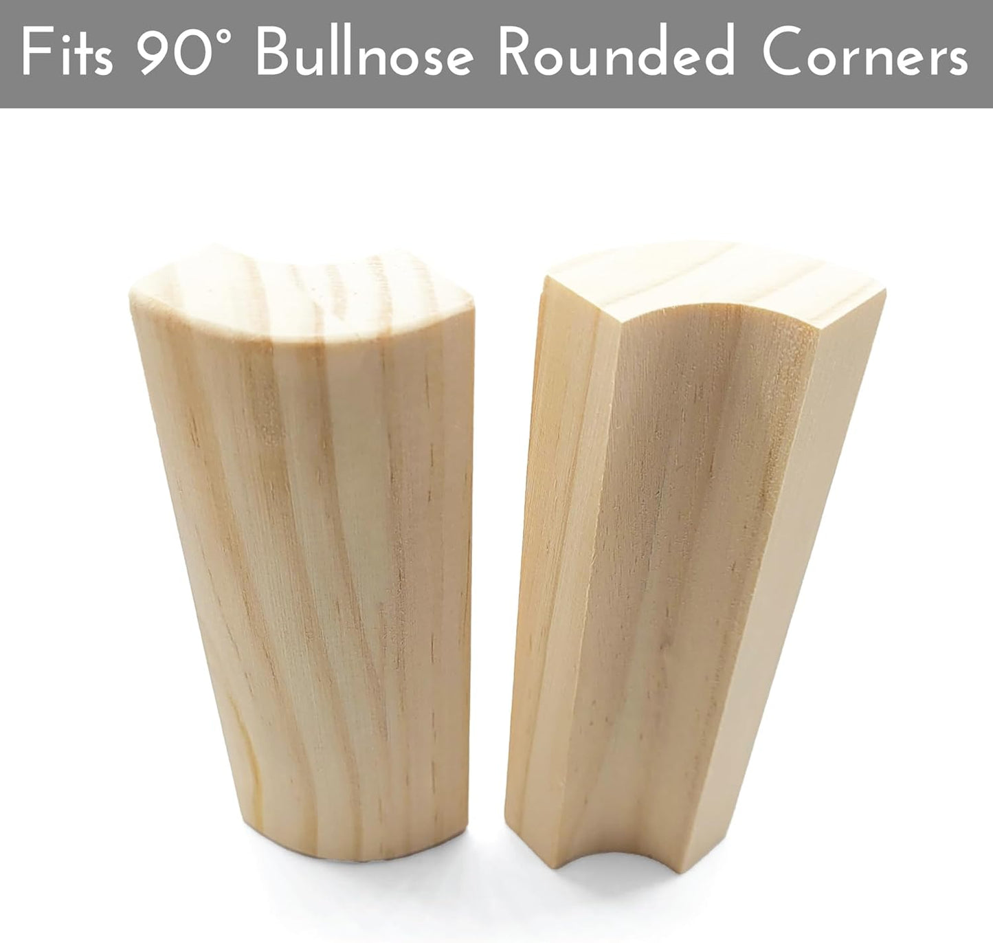 5.5" x 5/8" Rounded Outside Bullnose Corner Baseboard Molding and Trim Block for Thin Baseboard. Pine. (10)