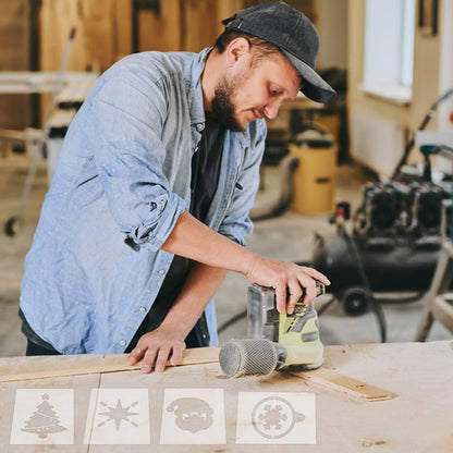 INFUNLY 8PCS Xmas Tree Acrylic Router Template 7.8x5.5 Snowflakes Gifts Clear Acrylic Template Christmas Carving Template for Woodworking Curvy Tracing Stencils Router Guide Tool for DIY Crafts