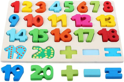 QZMTOY Wooden Puzzles for Toddlers, Wooden Alphabet Number Shape Puzzles Toddler Learning Puzzle Toys for Kids, 3 in 1 Puzzle for Toddlers, Age 3+ (Set of 3)