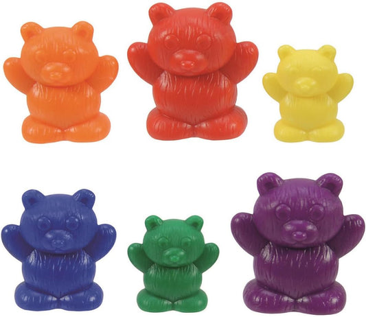 EAI Education Bear Counters: 3 Sizes: 6 Colors - Set of 96 in a jar