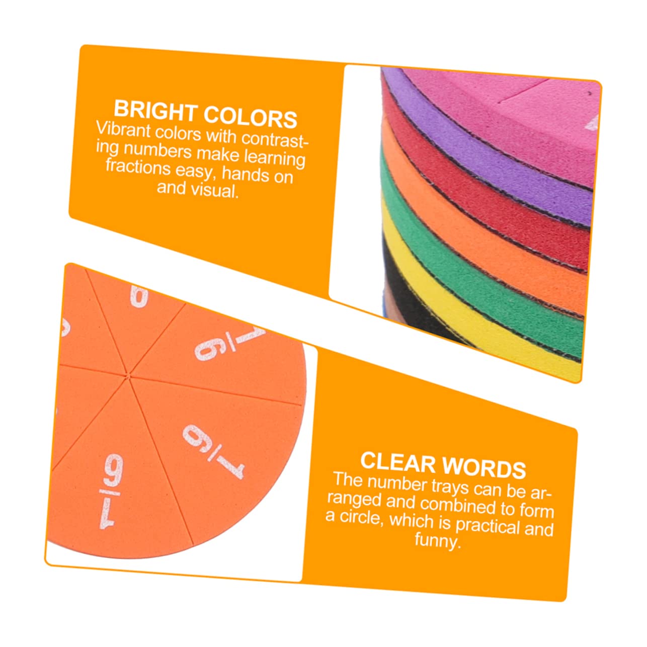 NUOBESTY 2sets Magnetic Fraction Circles Math Supplies for Boys and Girls Toy Homeschool