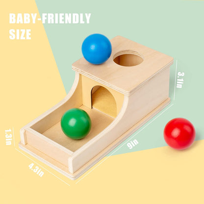 Busy edition Montessori Toys for Babies 6-12 Months Object Permanence Box Wooden Ball Drop Toy Play for 6 Month 1 2 3 Year Old Toddlers Infant Early Age Toy