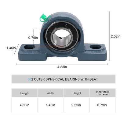 UCP202-10 Pillow Block Bearing,5/8" Bore Mounted Pillow Bearing Cast Iron Base -Self Aligning Chrome Bearing,2 Pcs
