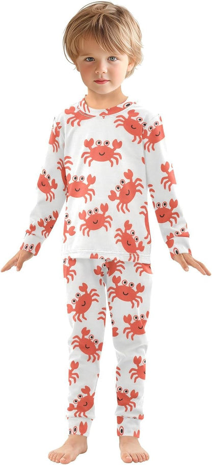 ALAZA Shark Starfish Palm Tree 2 Piece Pajama Set Long Sleeve Top and Pants Sleepwear Unisex - Colors A