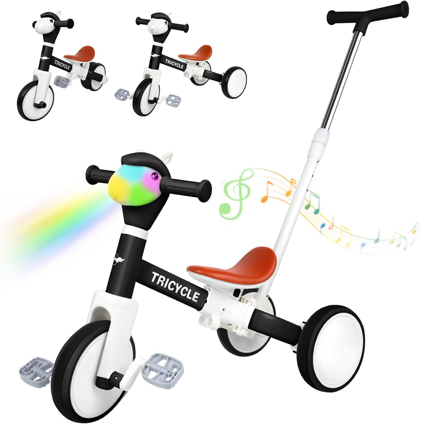 Tricycle for Toddlers 1-3 Year Olds, 5 in 1 Toddler Balance Bike 2-4 Years Old Boys Girls, Push Trike Toys with Adjustable Handle, Birthday Gifts for 2 3 4 5 Year Old Kids Bike (Blue)