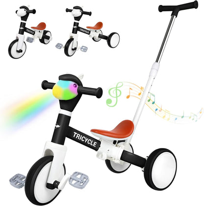 Tricycle for Toddlers 1-3 Year Olds, 5 in 1 Toddler Balance Bike 2-4 Years Old Boys Girls, Push Trike Toys with Adjustable Handle, Birthday Gifts for 2 3 4 5 Year Old Kids Bike (Blue)