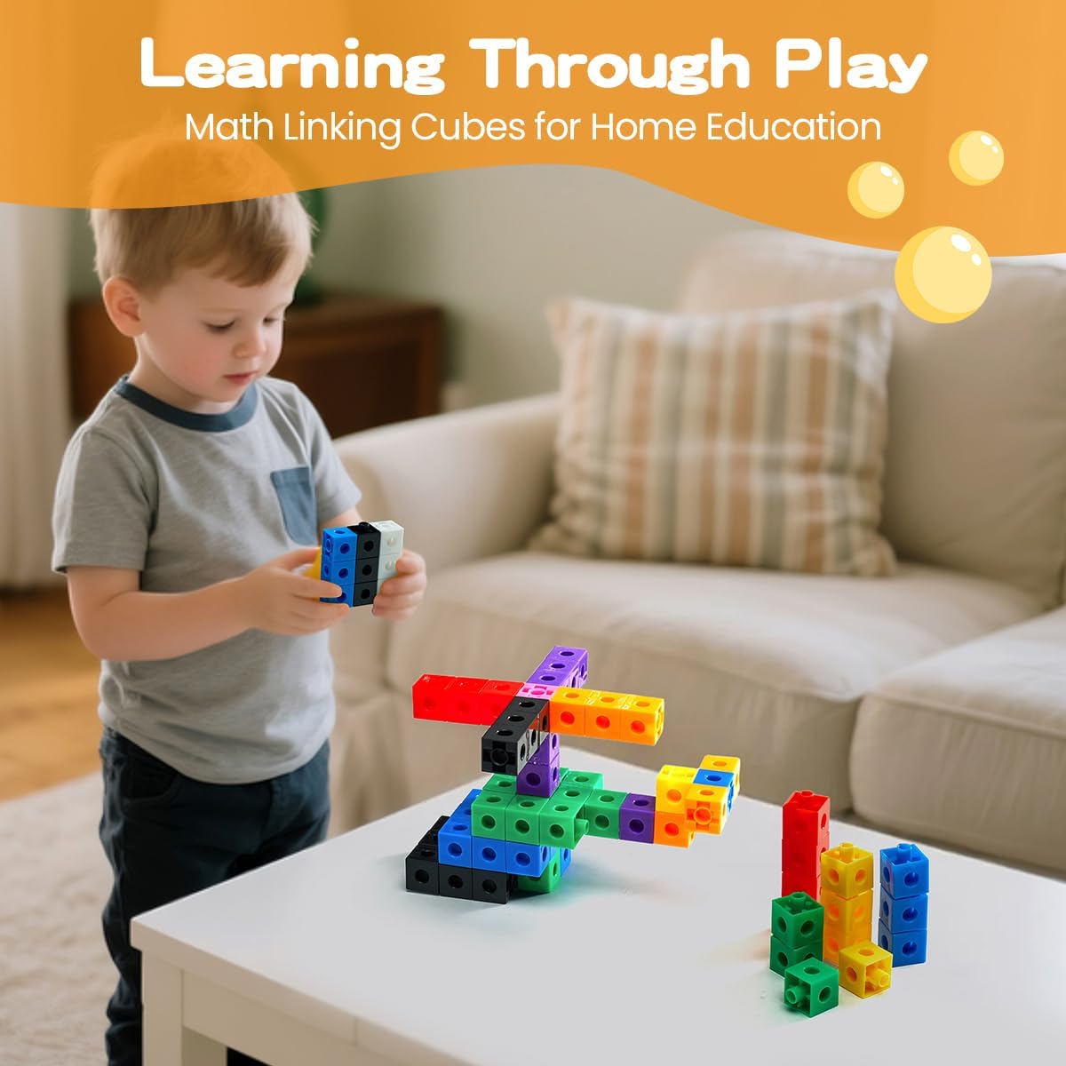 Set of 200 Kids Linking Cubes for Math, STEM Connecting Cubes Math Manipulatives Kids Counting Blocks for Classroom Learning Supplies for Preschool and Elementary Children