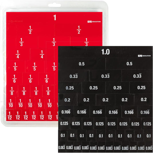 EAI Education Positive and Negative Fraction/Decimal Tiles with Tray: Student Set