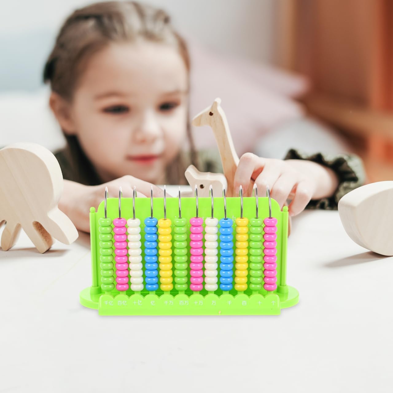 Toddmomy Kids 12 Rods Abacus for Math Learning Lightweight Portable Educational Bead Counting Tool Early Development Arithmetic Toy