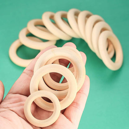 wugongshan 80 Pieces Natural Wood Rings, Unfinished Smooth Wooden Rings Circles, Wooden Hoops Without Paint for Crafts, Jewellery Making, Crafts, Pendants, DIY Connectors (2/2.5/3/3.5/4/4.5/5/5.5cm)