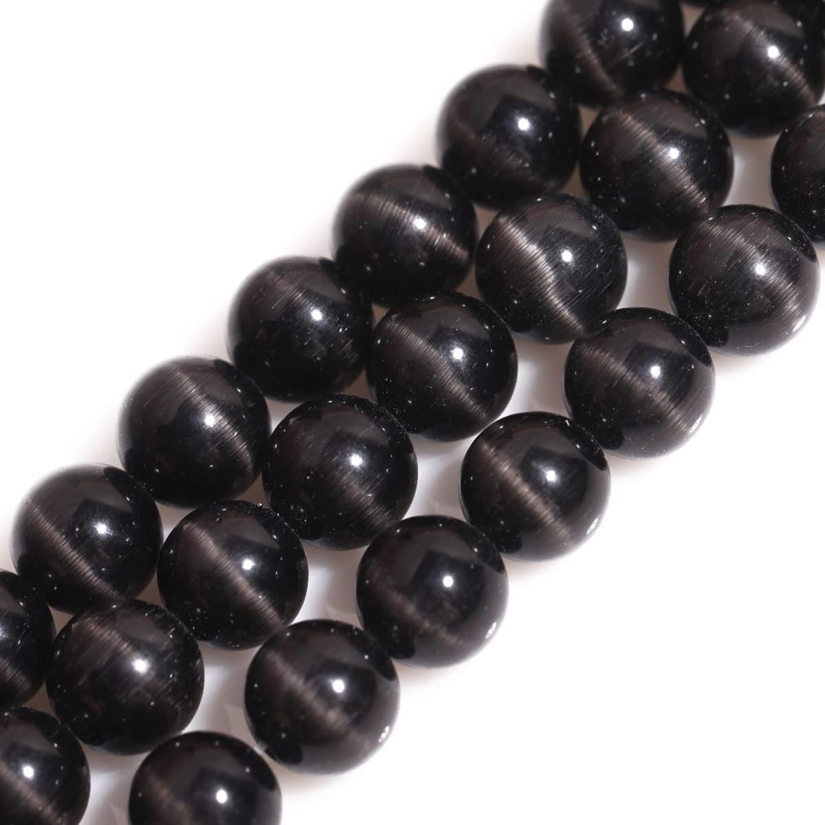 HAAMIIQII 8mm Light Blue Cat Eye Glass Round Crystal Stone Loose Gemstone Beads for Jewelry Making Bracelets Necklaces Earrings Crafts (45-50pcs)