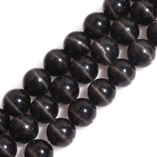 HAAMIIQII 8mm Light Blue Cat Eye Glass Round Crystal Stone Loose Gemstone Beads for Jewelry Making Bracelets Necklaces Earrings Crafts (45-50pcs)
